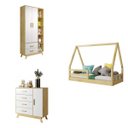 Ver imagem 2 de Quarto Infantil Completo Montessoriano Guarda-Roupa 2 Portas, Mini Cama e Cômoda Dudu Rodmóveis