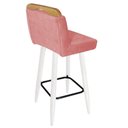 Ver imagem 3 de Kit 03 Banqueta Alta C/ Encosto Lith Para Cozinha Bar Balcão Bistrô Pé Palito Branco Suede Rose Gold