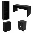 Ver imagem 7 de Conjunto Home Office 8 Peças com 2 Mesa, 2 Estante, 2 Gaveteiro e 2 Armário para Escritório Preto -