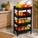 Ver imagem 2 de Fruteira Chao 4 Andares Estante Organizador Prateleiras Cozinha Porta Frutas Legumes Cesto Empilhave