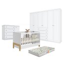 Ver imagem 1 de Quarto de Bebê Americano 6 Portas com Berço Americano Mini Cama Fantasia Branco Acetinado – Qmovi -