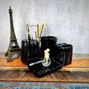 Ver imagem 2 de Kit 4pçs Banheiro Lavabo Modelagem 3d Preto Cerâmica Luxo