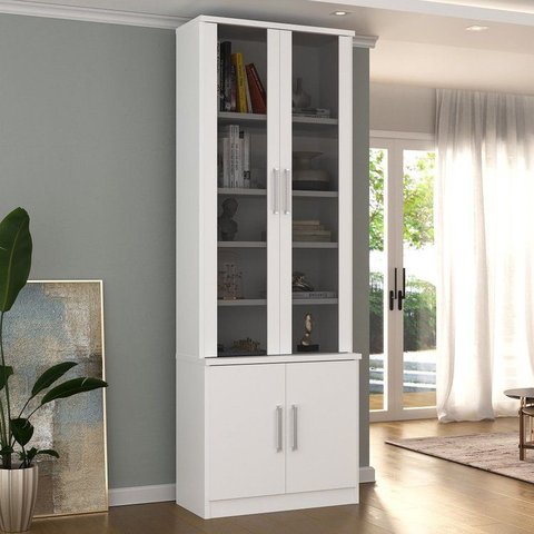 Estante de Livros 4 Portas 5 Prateleiras Branco