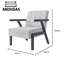 Ver imagem 5 de Kit 2 Poltronas Zara Tecido Linho Moderna Decorativa Braços Pés Madeira Maciça para Sala de Estar Es