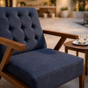 Ver imagem 1 de Kit 2 Poltronas Zara Tecido Linho Moderna Decorativa Braços Pés Madeira Maciça para Sala de Estar Es