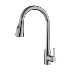 Torneira Misturador Monocomando Aço Escovado Gourmet Bica com Ducha Extensível para Cozinha - 1