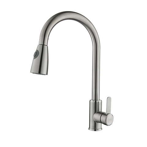 Torneira Misturador Monocomando Aço Escovado Gourmet Bica com Ducha Extensível para Cozinha