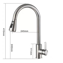Torneira Misturador Monocomando Aço Escovado Gourmet Bica com Ducha Extensível para Cozinha - 6