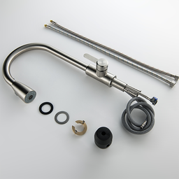 Torneira Misturador Monocomando Aço Escovado Gourmet Bica com Ducha Extensível para Cozinha - 5
