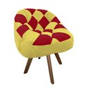 Ver imagem 2 de Poltrona Paloma Escritório Sala Giratória Madeira Suede Amarelo e Suede Vermelho - Dominic Decor
