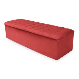 Calçadeira Baú Cancun Queen Size 160cm Suede - Ecotec Decor:Vermelho