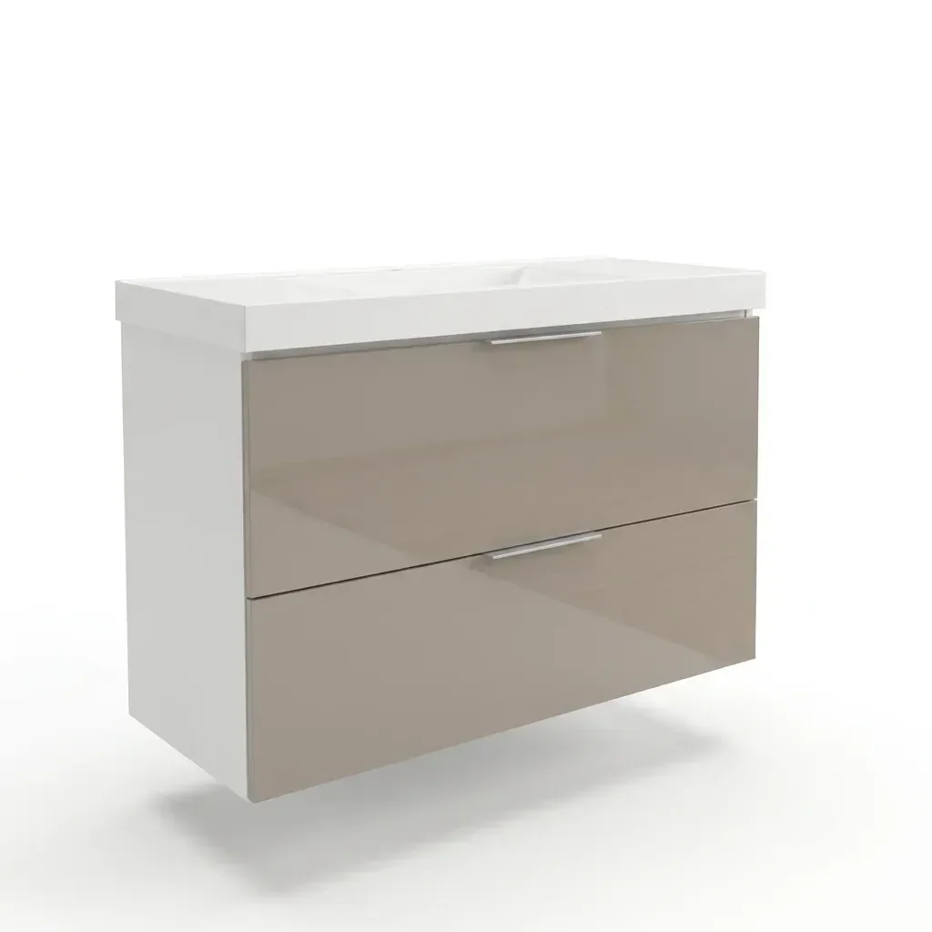 Ver imagem 2 de Gabinete para Banheiro sem Tampo 80cm Pietra Branco/Gianduia Brilho