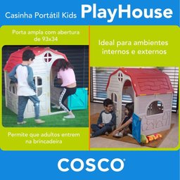 Casinha Portátil Kids Playhouse Cosco Bege e Vermelha - 2