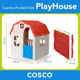 Casinha Portátil Kids Playhouse Cosco Bege e Vermelha - 4