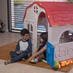 Casinha Portátil Kids Playhouse Cosco Bege e Vermelha - 16