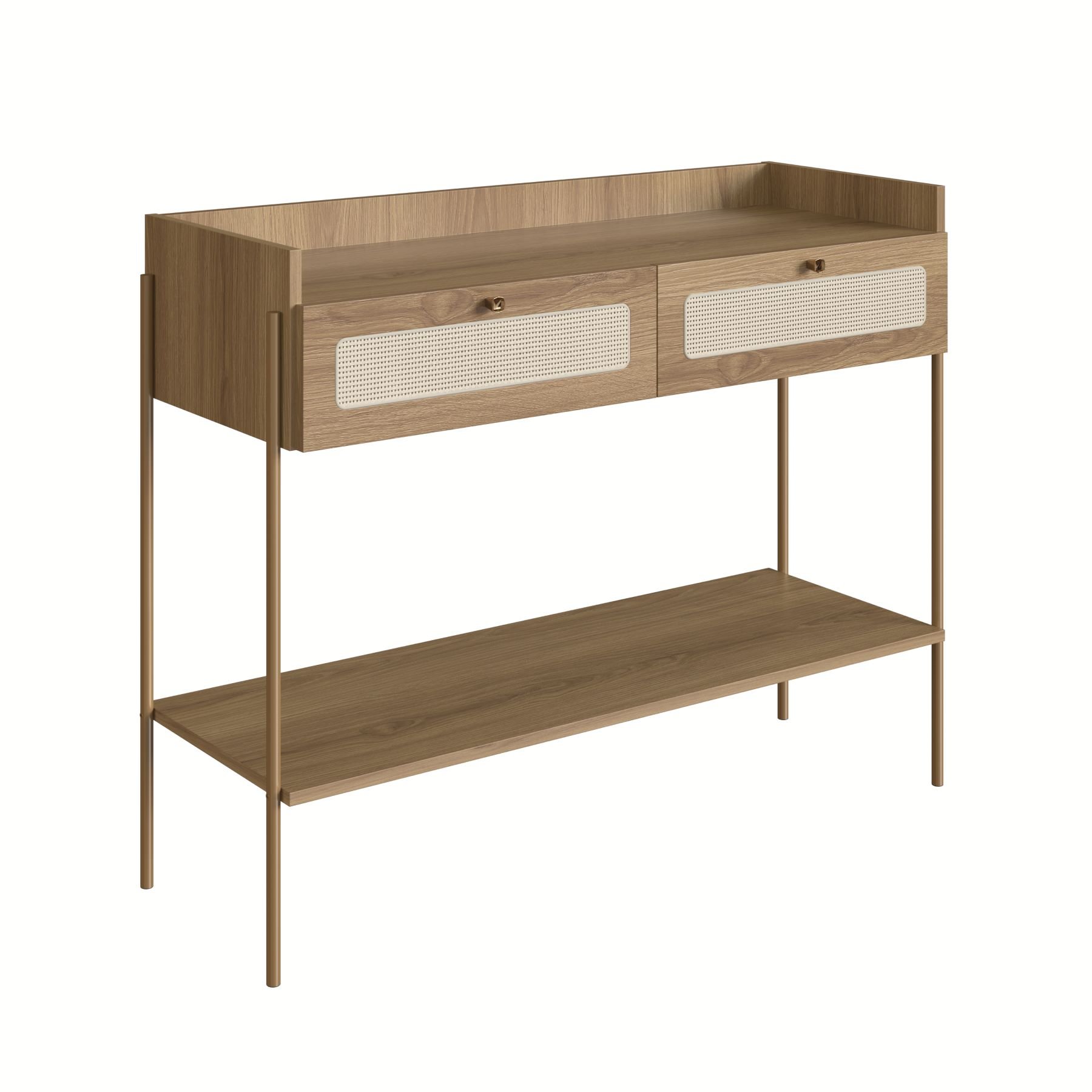 Aparador Linha Oslo Mdf Cor Hanover Base Metal Dourado Acabamento Palha Sintética - a Casa Maju