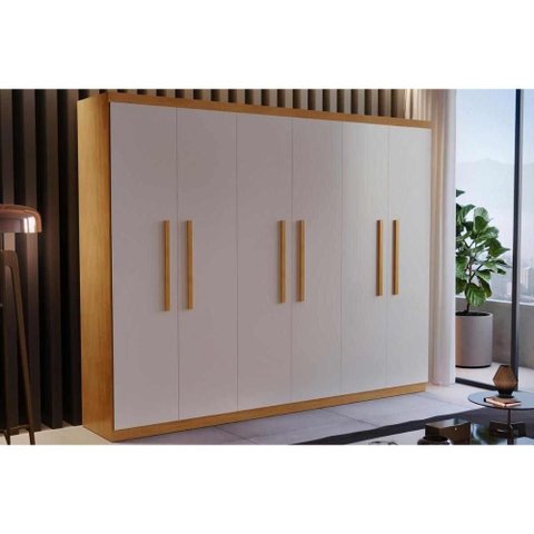 Guarda Roupa 6 Portas e 2 Gavetas Espanha Imbuia/off White - Rufato