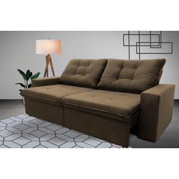 Sofá Retrátil/Reclinável Malta 2,00m Suede Velut com Molas no Assento King House - 1