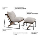 Ver imagem 2 de Kit Poltrona com Puff Turim Base Aço Preto Recouro Camel Linho Off White - Nexta Casa