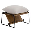 Ver imagem 7 de Kit Poltrona com Puff Turim Base Aço Preto Recouro Camel Linho Off White - Nexta Casa