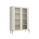 Ver imagem 1 de Cristaleira com 2 Portas 98,5cm Vidro Canelado Pés em Metal Cor:luna com Dourado