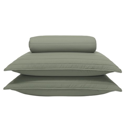 Kit Cobre Leito Queen Liso Stripes Herb - Soft Dream - 2,40x2,60m