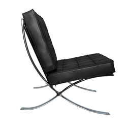 Poltrona Barcelona Base Cromada Couro Ecologico:preto - 2
