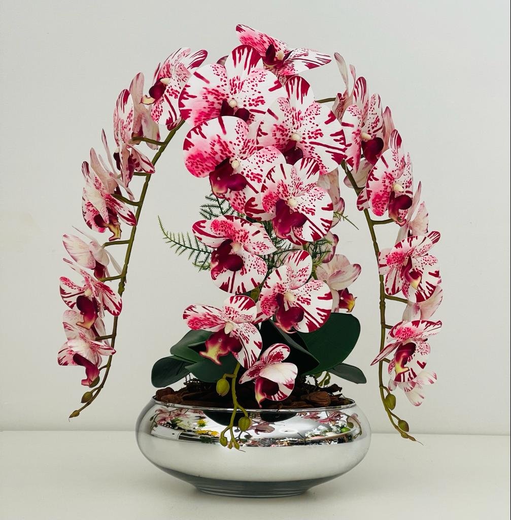 Arranjo De Flores Orquídeas 3D Toque Real Com Vaso - Cris - 3