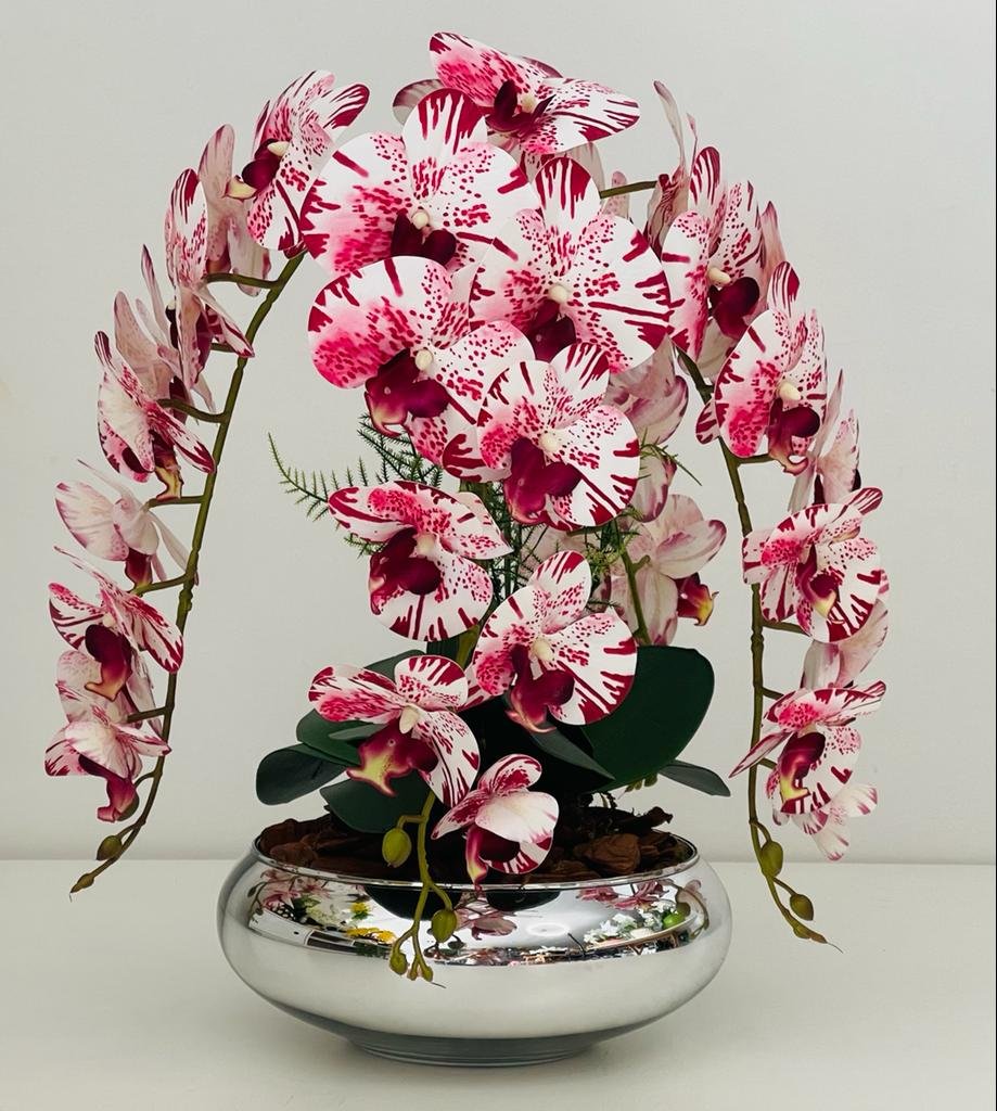 Arranjo De Flores Orquídeas 3D Toque Real Com Vaso - Cris - 4