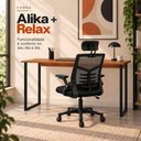 Ver imagem 6 de Conjunto de Escritório com Mesa 110cm e Cadeira Diretor Relax Encosto Alto em Tela Mesh Preto