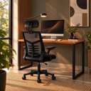 Ver imagem 4 de Conjunto de Escritório com Mesa 110cm e Cadeira Diretor Relax Encosto Alto em Tela Mesh Preto