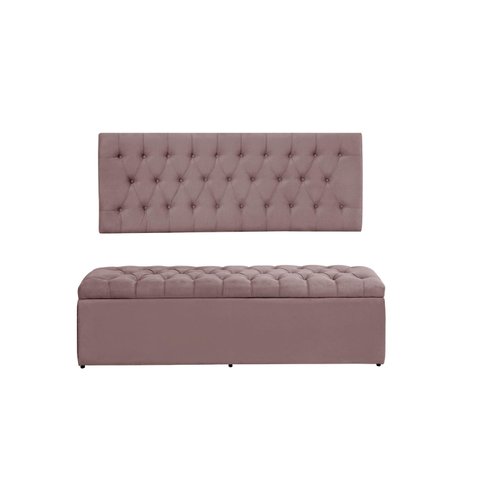 Kit Painel e Calçadeira Imperatriz 138 cm Suede Rosê