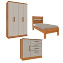 Ver imagem 2 de Quarto Infantil Completo com Guarda Roupa Cômoda e Cama 100% MDF Harmonia Yescasa Bege/Cinamomo/Off