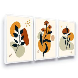 Kit 3 Quadros Plantas Minimalistas Formas Sala Quarto - 1