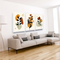 Kit 3 Quadros Plantas Minimalistas Formas Sala Quarto - 2