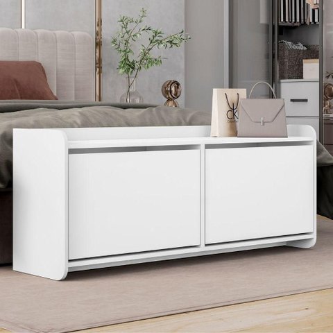 Sapateira Cecília 2 Portas 4 Nichos 130cm MDF-MDP Branco