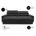 Ver imagem 4 de Sofá com Chaise Medelín 5 Lugares Retrátil e Reclinável 275cm Preto Cia Lar Móveis