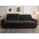 Ver imagem 1 de Sofá com Chaise Medelín 5 Lugares Retrátil e Reclinável 275cm Preto Cia Lar Móveis