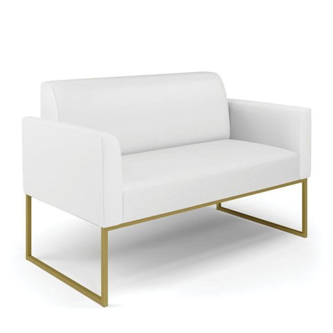 Sofá Namoradeira Base Industrial Dourado Marisa Corino D03 - D\'rossi Cor Branco