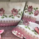 Ver imagem 1 de Jogo de Toalha Ponto Cruz - Bordado Rosa