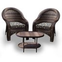 Ver imagem 1 de Conjunto de Poltronas Fibra Sintética Karibe - 2 Poltronas + 1 Mesa Centro - Tecido Corda Náutica