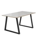 Ver imagem 1 de Conjunto Mesa Tóquio Tampo Vidro 160cm 6 Cadeiras Lisboa Gol Decor Vidro Off White/Preto/Tecido Bege