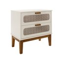 Ver imagem 3 de Mesa de Cabeceira 2 Gavetas Santorini Off White 60 Cm Palhinha Indiana