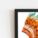 Ver imagem 2 de Cocar Indígena Penas Coloridas Quadro Moldura Preta 60x40cm