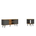 Ver imagem 2 de Conjunto Sala de Estar Tóquio 2 Peças, Rack para TV e Mesa Apoio Cor Grafite/Lamina Mel C00D1350MA15