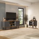 Ver imagem 1 de Conjunto Sala de Estar Tóquio 2 Peças, Rack para TV e Mesa Apoio Cor Grafite/Lamina Mel C00D1350MA15
