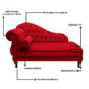 Ver imagem 3 de Recamier Divã Namoradeira Larissa 185cm Esquerdo de Quem Senta Corano Vermelho - Incasa Decor