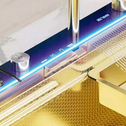 Cuba Inteligente Gourmet Cozinha Pia Premium Inox C/ Torneira Lavador Copos Multifuncional Dourado - 3
