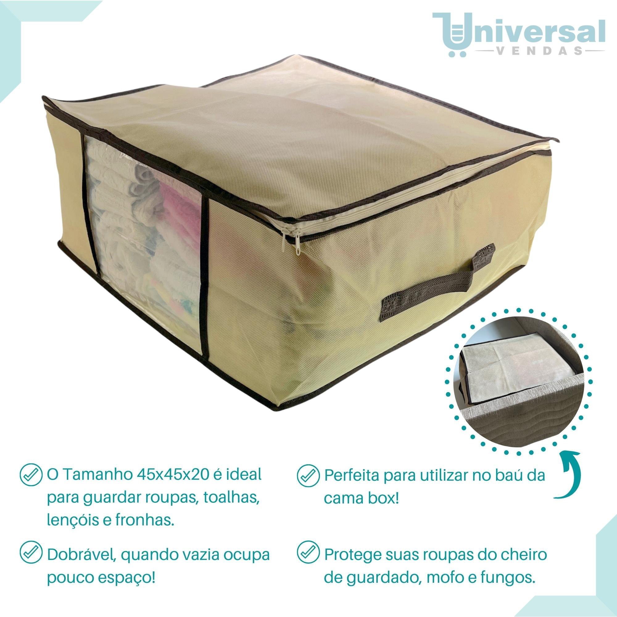 Kit 6 Caixa Organizadora Roupas Multiuso Toalha Lençóis Roupa De Cama Em TNT Dobrável 45x45x20cm - 4