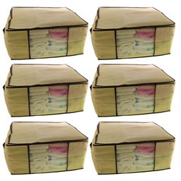 Kit 6 Caixa Organizadora Roupas Multiuso Toalha Lençóis Roupa De Cama Em TNT Dobrável 45x45x20cm - 1